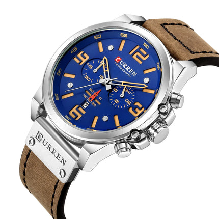 Men's Watch Sports Six Pin Quartz Watch Calendar Men's Watch Waterproof Belt Watch - tugranalmacen.com