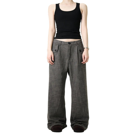 Pantalones holgados de estilo clásico con rayas para mujer, color gris