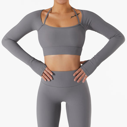 Conjunto de yoga de manga larga y corte ajustado