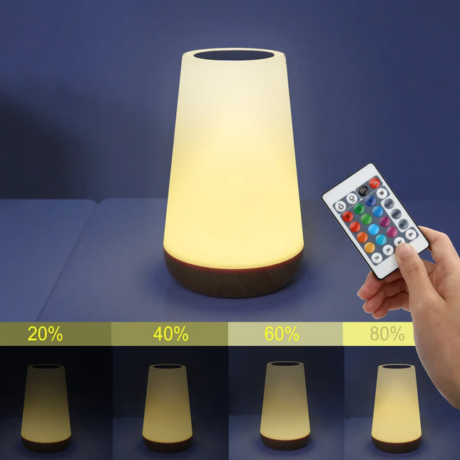 Wood grain remote control touch night light creative pat table lamp bedroom bedside lamp rainbow atmosphere light - tugranalmacen.com