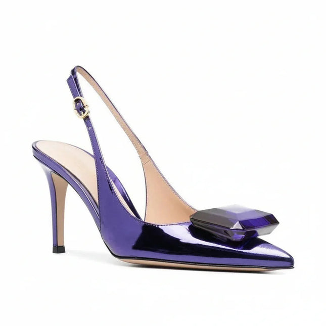 Zapatos Stiletto sencillos con punta de diamante de agua