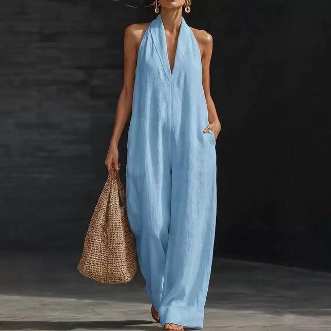 Vestido de verano escote en V para mujer sin mangas
