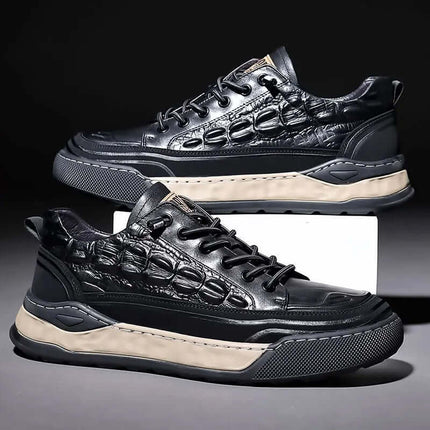 Zapatillas deportivas de piel auténtica con cordones para hombre