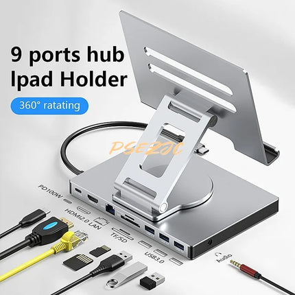 Estación de acoplamiento USB-C con soporte giratorio