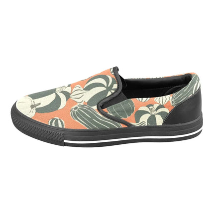 Zapatillas Slip-On Deco estampado floral tropical mujer, tonos verdes y naranjas, tela, estilo casual