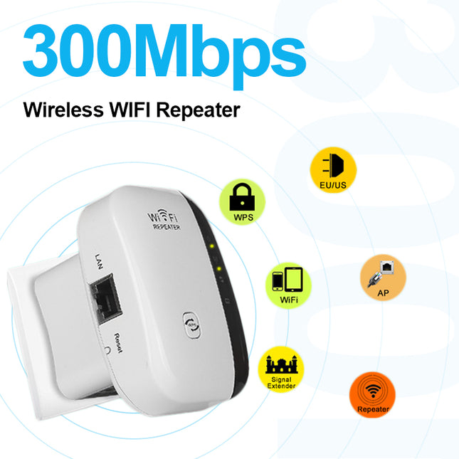 Repetidor WiFi 300Mbps con seguridad WPA2 y configuración sencilla