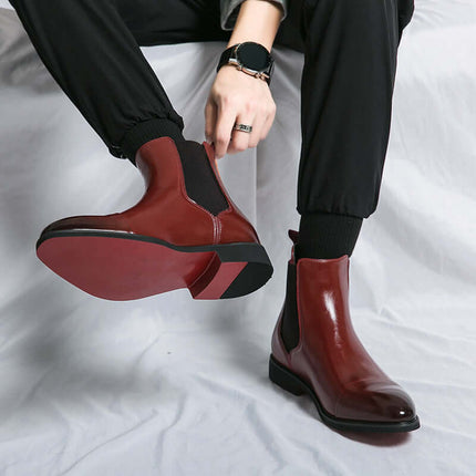 Botines Chelsea con suela roja de estilo británico para hombre color rojo
