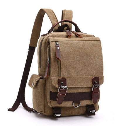 Mochila de lona versátil para viajes y escuela