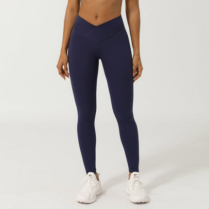 Pantalones de yoga con corte en V cruzado