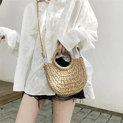 Grass woven bag women's bag ins versatile beach bag - tugranalmacen.com