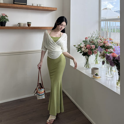 Vestido de verano dos piezas sin espalda, casual y elegante