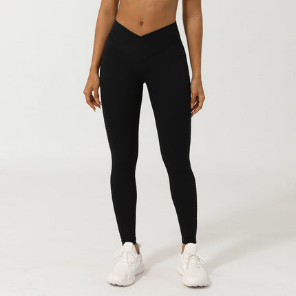 Pantalones de yoga con corte en V cruzado
