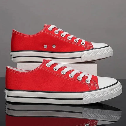 Zapatillas Stann de lona rojas con cordones y punta redonda estilo casual