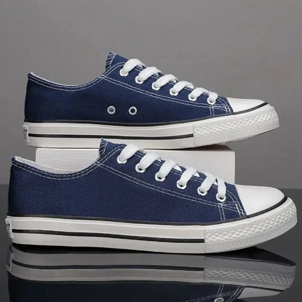 Zapatillas Stann de lona azul con cordones, punta redonda y estilo casual