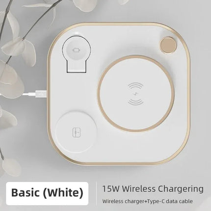 15w Fast 3 In 1 Wireless Charging for IPhone Phone Watch Earphone Modern Led Office Desk Lamp Wireless Charger Lamp - tugranalmacen.com