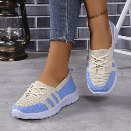 Zapatillas de malla planas con colores en contraste para estilo casual