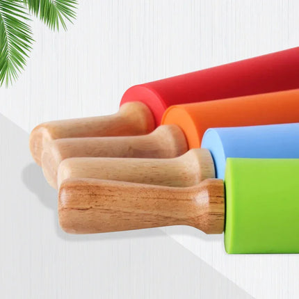 Rodillo de silicona con mango de madera. - tugranalmacen.com