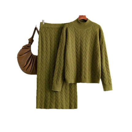 Conjunto de top de manga larga y falda holgada de mujer