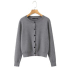 Cárdigan gris de punto con botones para mujer