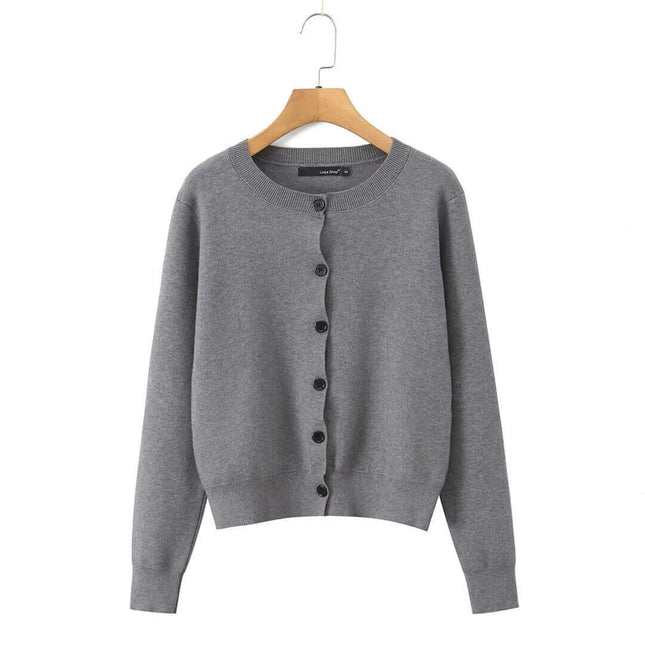 Cárdigan gris de punto con botones para mujer