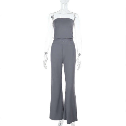 Conjunto de pantalón recto de cintura alta y top sin espalda