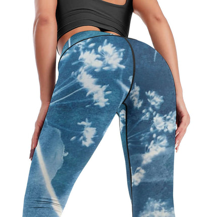 Leggins de yoga y deportivos cómodos para mujer Blue Flower