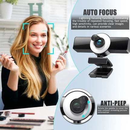 4k beauty autofocus 1080p computer camera high-definition audio USB live streaming webcam2k fill light - tugranalmacen.com