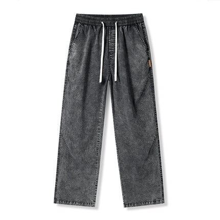 Pantalones sueltos retro para hombre con efecto frio y ajuste de cordón