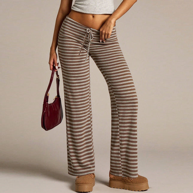Pantalones anchos a rayas para mujer, perfectos para el otoño