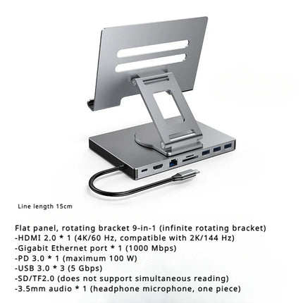 Estación de acoplamiento USB-C con Ethernet y soporte rotativo