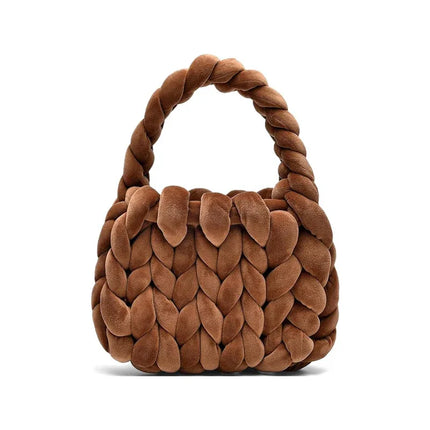 Bolsa de cartero tejida a mano con hilo hilado y núcleo de terciopelo de cristal. - tugranalmacen.com