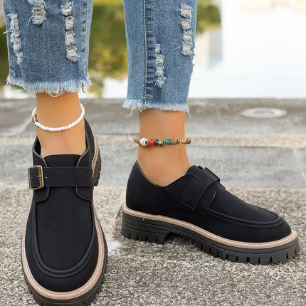 Mocasines de PU con hebilla y punta redonda para hombre