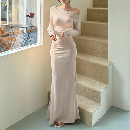 Vestido de cola de pez con hombros al descubierto - tugranalmacen.com
