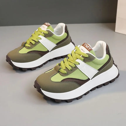 Zapatillas Urban TMT verdes y marrones de tela y cuero sintético estilo casual deportivo