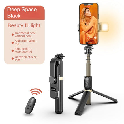 Palo selfie Bluetooth con luz tricolor y trípode extensible