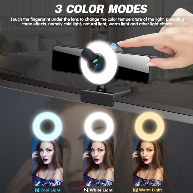 4k beauty autofocus 1080p computer camera high-definition audio USB live streaming webcam2k fill light - tugranalmacen.com
