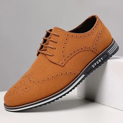 Fashionable men's white sole widened carved leather shoes for men - tugranalmacen.com