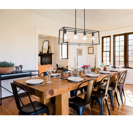 Lámpara colgante de 4 luces, estilo industrial vintage, con marco abierto - tugranalmacen.com
