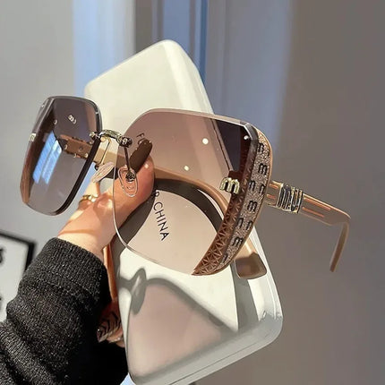 gafas de sol de moda con montura media, de alta calidad, tendencia, gafas de sol sencillas para mujer con brillo fino. - tugranalmacen.com