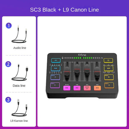 Equipo de transmisión en vivo de juegos Fifine SC3, conjunto completo, tarjeta de sonido externa USB, micrófono, karaoke de escritorio - tugranalmacen.com