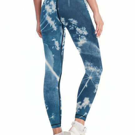 Leggins de yoga y deportivos cómodos para mujer Blue Flower