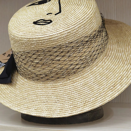 Sombrero de verano vintage con lazo de encaje y ala ancha
