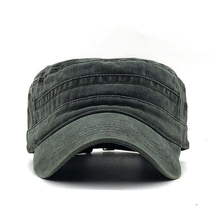 Gorra militar plana de algodón y color sólido