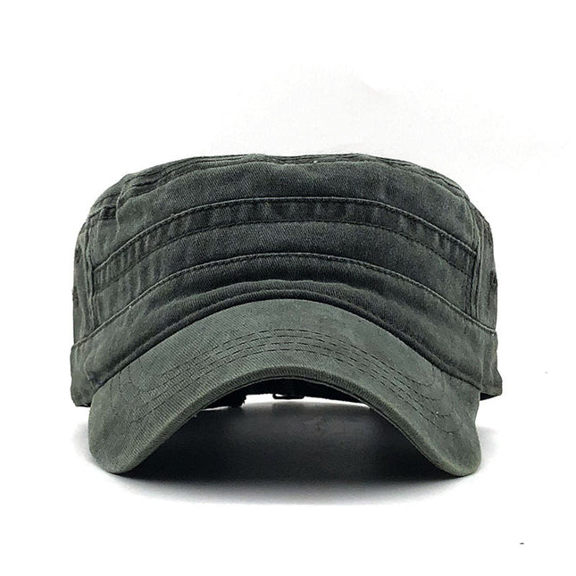 Gorra militar plana de algodón y color sólido