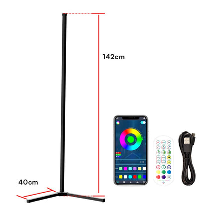 Lámpara de pie LED RGBIC con control remoto y ajuste de altura