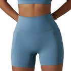 Shorts deportivos de cintura alta en seda de hielo para mujer azul