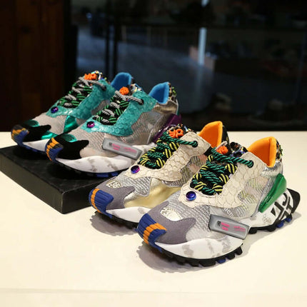 Zapatillas deportivas de mujer multicolor, suela gruesa, transpirables, estilo moderno