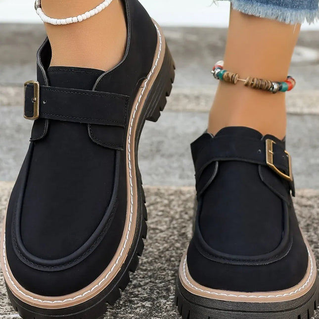 Mocasines de PU con hebilla y punta redonda para hombre