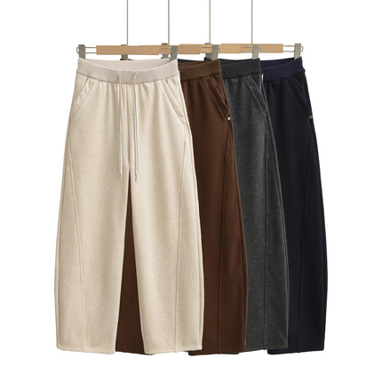 pantalones anchos y sueltos de cintura alta para mujer albaricoque