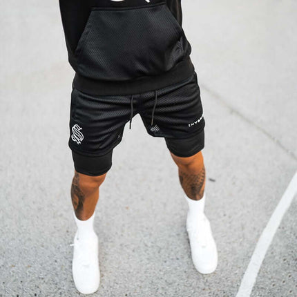 Pantalón corto deportivo de doble capa para hombre